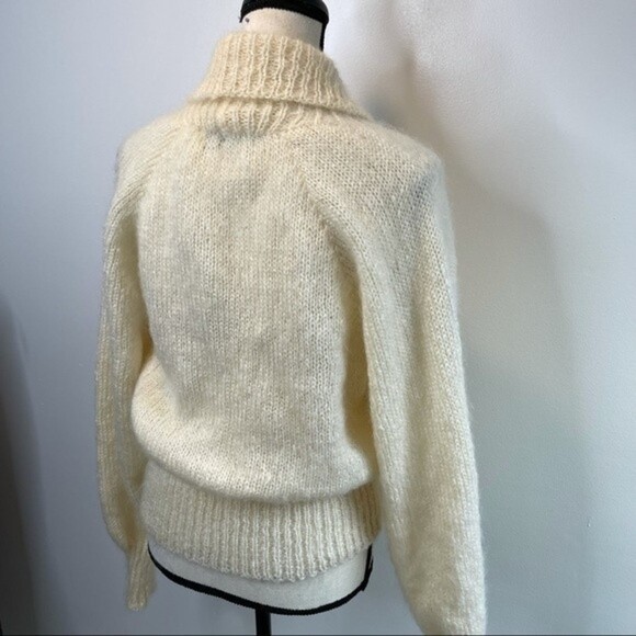 Vintage WOOF DESIGN NEWFOUNDLAND Fuzzy Knitted Sweater Cardigan Mohair Wool - Picture 3 of 12